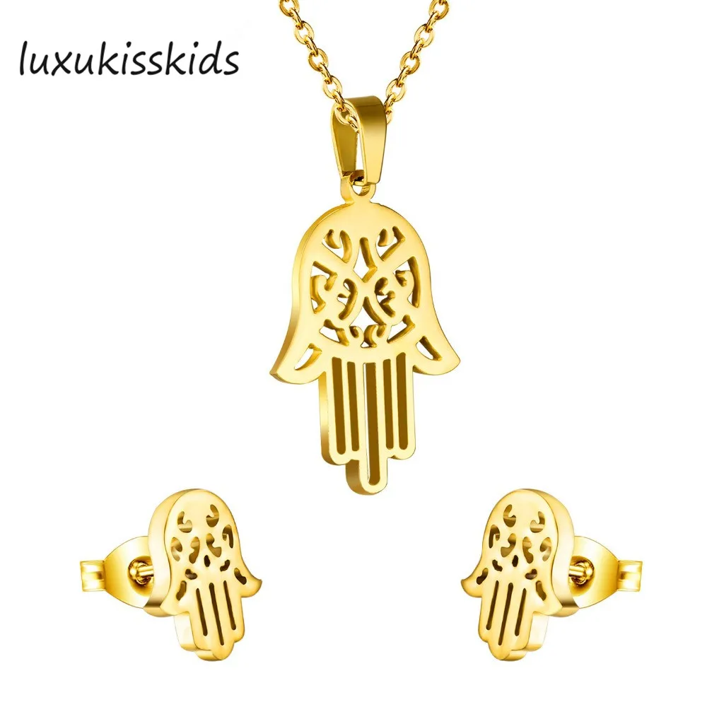 LUXUKISSKIDS ожерелье в форме руки кулон серьги для женщин Ювелирные наборы