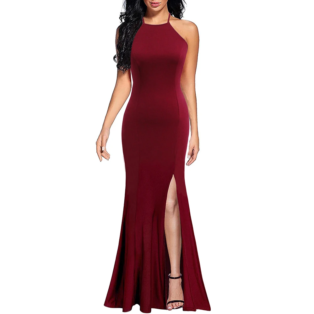 Женское платье с лямкой на шее Berydress черное облегающее Русалочка без рукавов