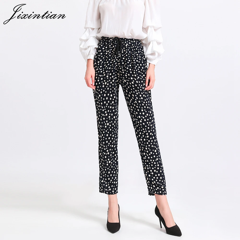 Женские брюки шаровары Jixintian повседневные свободные палаццо из 100% вискозы в