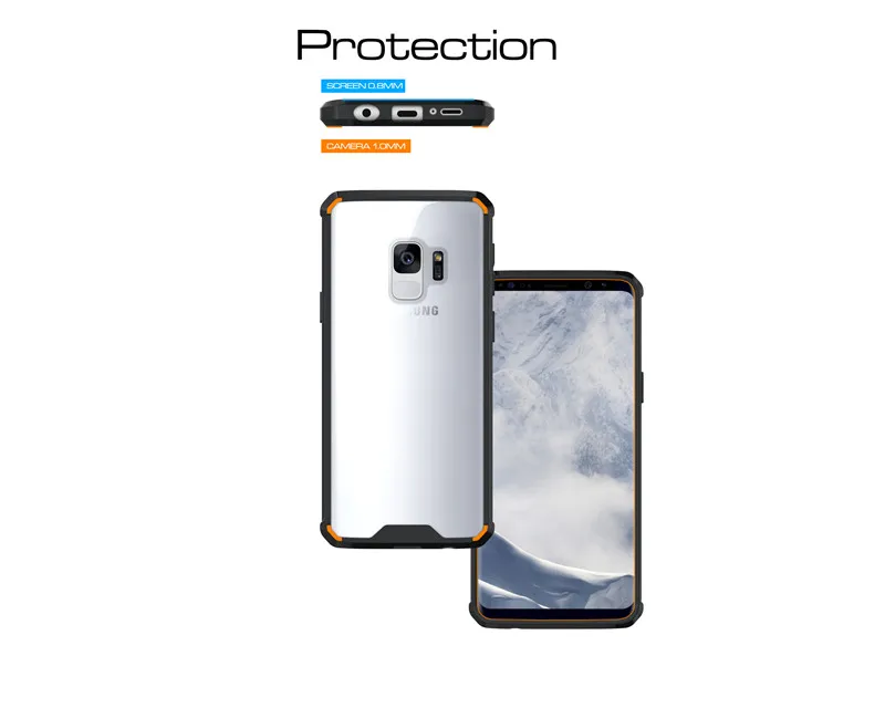 For Samsung Galaxy S9 Case Rugged Armor Transparent Hybrid Shockproof Holster Hard Phone Protective Cove |