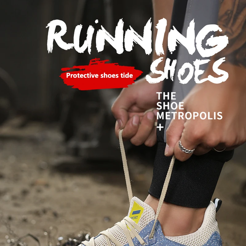 Light Meat Bottom Tendon Safety Shoes Men Deodorant Dreathable Steel Toe Cap anti-perforation Women's Soft Bottom Work Shoes
