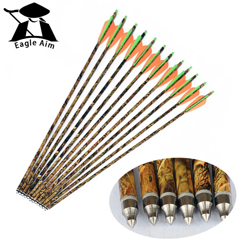 

12pcs/lot 30" Hunting Archery Bolts Aluminum Arrow Camouflage Aluminum Shaft Arrows for 30-80lbs Compound Bow
