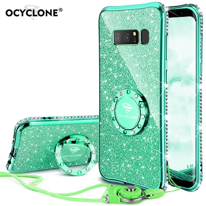 For Samsung Galaxy Note 8 Case Silicone Anti-knock Diamond Ring Cover Bling Glitter Cute Girl N9500 | Мобильные телефоны и