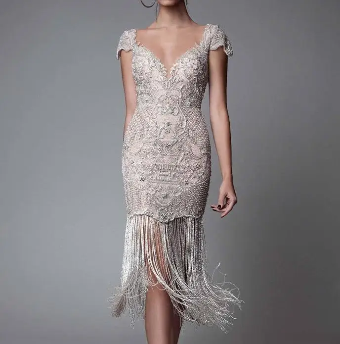 Шампанское Vestido cocktail, коктейльные платья, роскошное кружевное платье с бисером, сексуальное короткое платье с открытой спиной для выпускного вечера, вечернее платье - Цвет: Шампанское