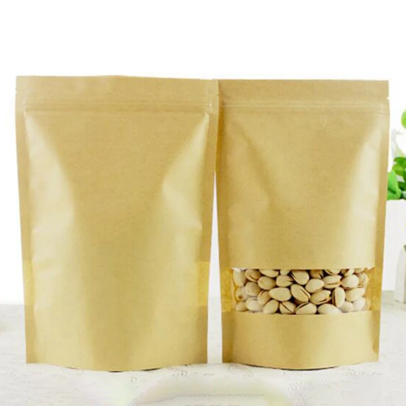 Hot Kraft Paper Tea Bag Stand Up Gift Fruit Tea Packaging Pouches Self Sealing Bags 100Pcs/Lot