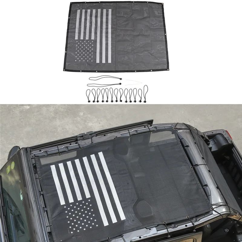 Для Jeep Wrangler JL сетка для теплоизоляции Солнцезащитная сетка на потолок мягкий верх 4 двери козырек от Солнца Автомобильные внешние аксессуары - Цвет: American Flag