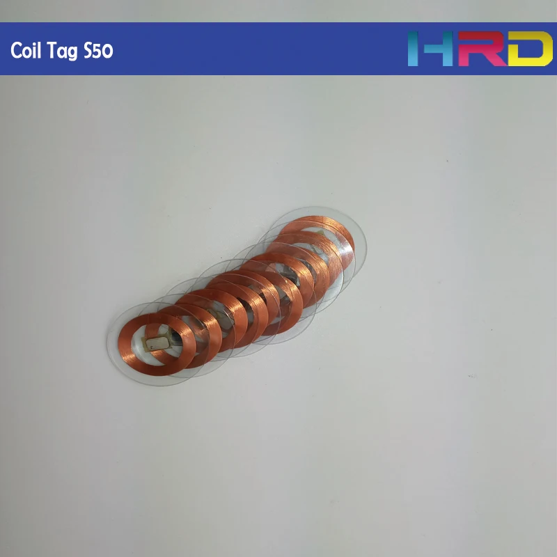 100pcs rfid transparent coil tag s50 13.56mhz ic keyfob hf 1k memory size 25mm diameter f08 chip type | Безопасность и защита