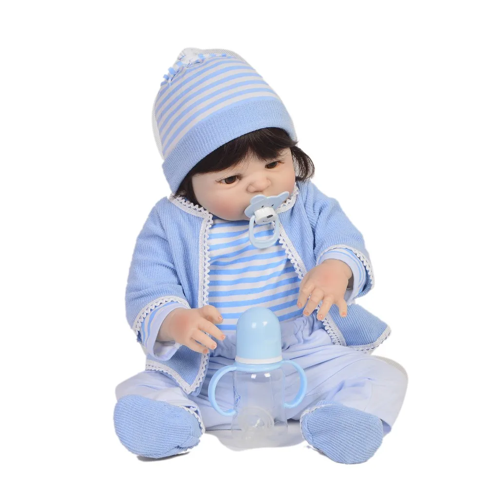 KEIUMI ручной работы 23 дюймов Reborn baby boy Кукла полный силиконовый корпус реалистичные детские куклы для подарки на день рождения ребенка перед сном