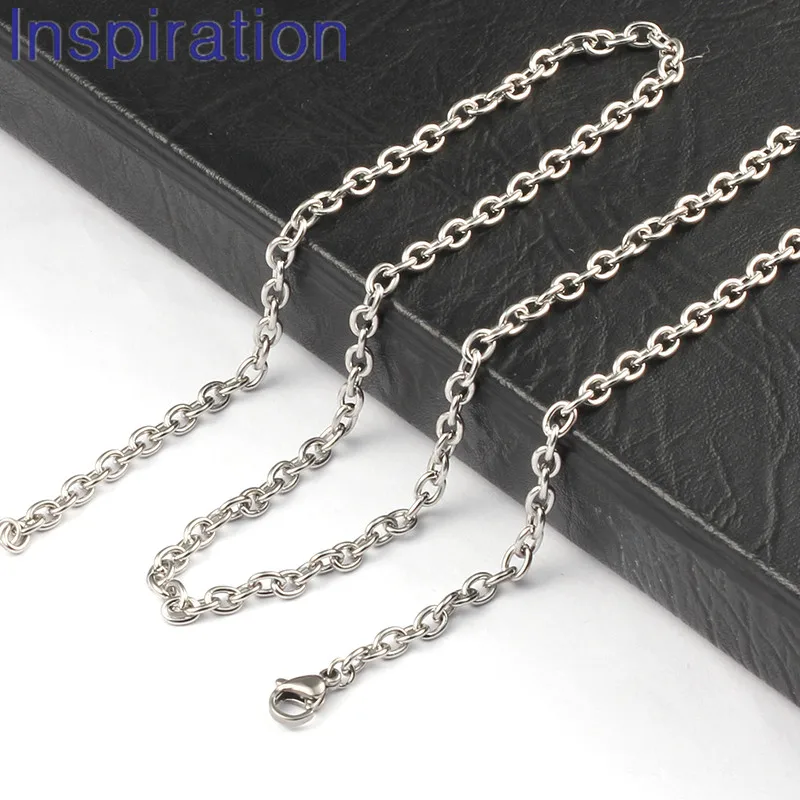 

45cm/50cm /60cm/70cm/80cm Stainless Steel O Shape Chain Necklace fit DIY Pendant Necklace silver gold rose Black