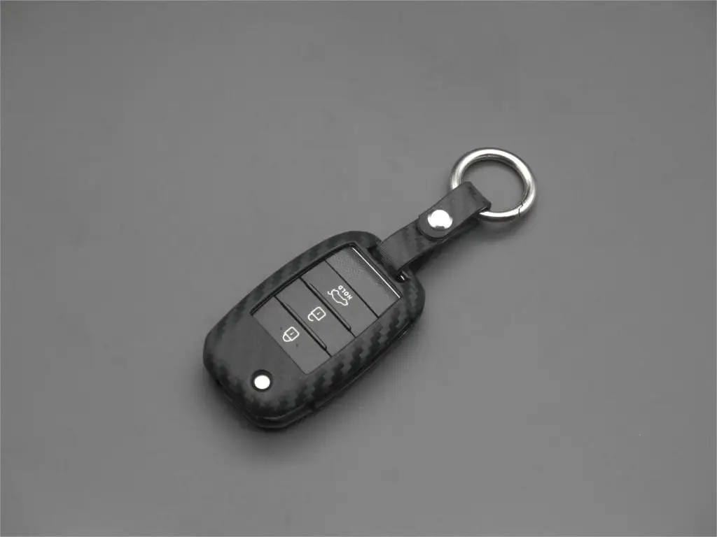 jingyuqin Carbon Fiber Silicone Flip Folding Car Key Cover Case Remote Fob for KIA Rio Sportage Ceed Sorento Cerato K2 K3 K4 K5 |