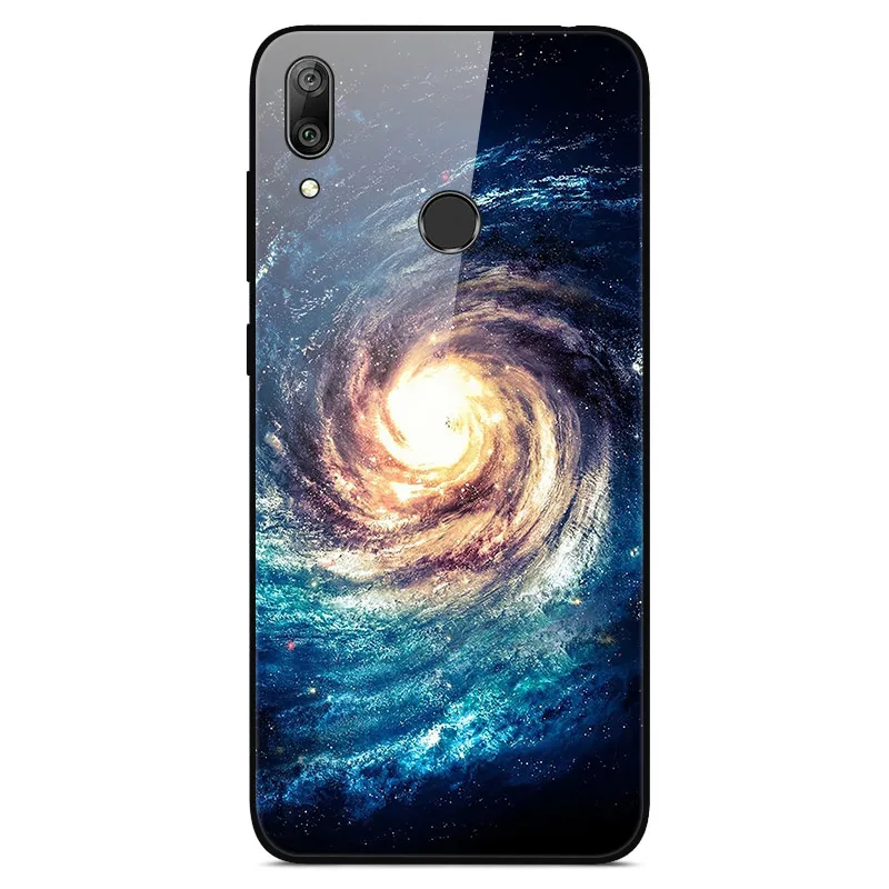 17 Чехол для телефона s для huawei Y7, жесткая задняя крышка из закаленного стекла для huawei Y7, чехол Y 7, мягкий бампер, художественный чехол 6,26 - Цвет: 17