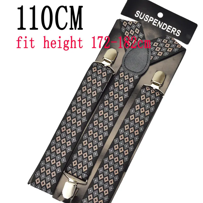 110CM 120 см мужские/женские подтяжки 3,5 см большие подтяжки клип-на y-обратно подтяжки эластичные 100 см 110 см - Цвет: 110CM