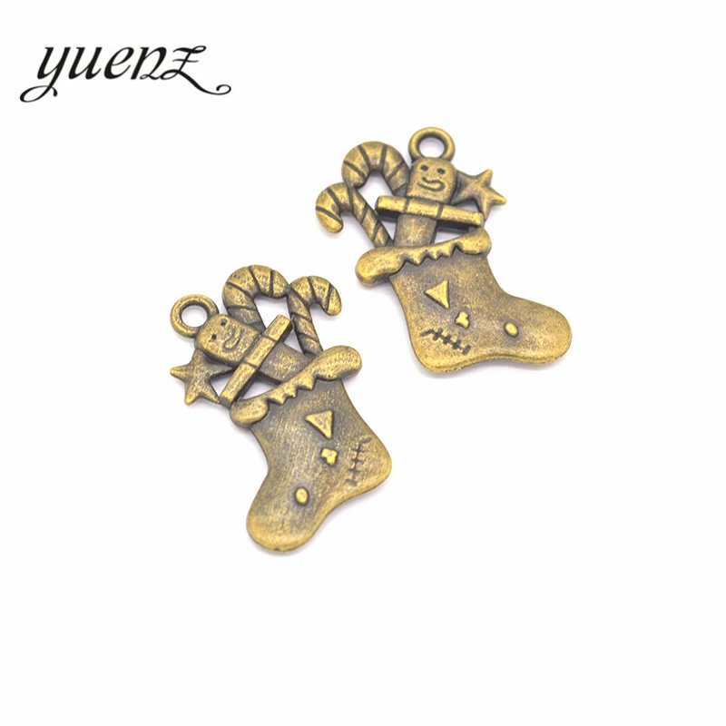 YuenZ 5 шт. античный серебряный цвет металл Рождественские Подвески для носков
