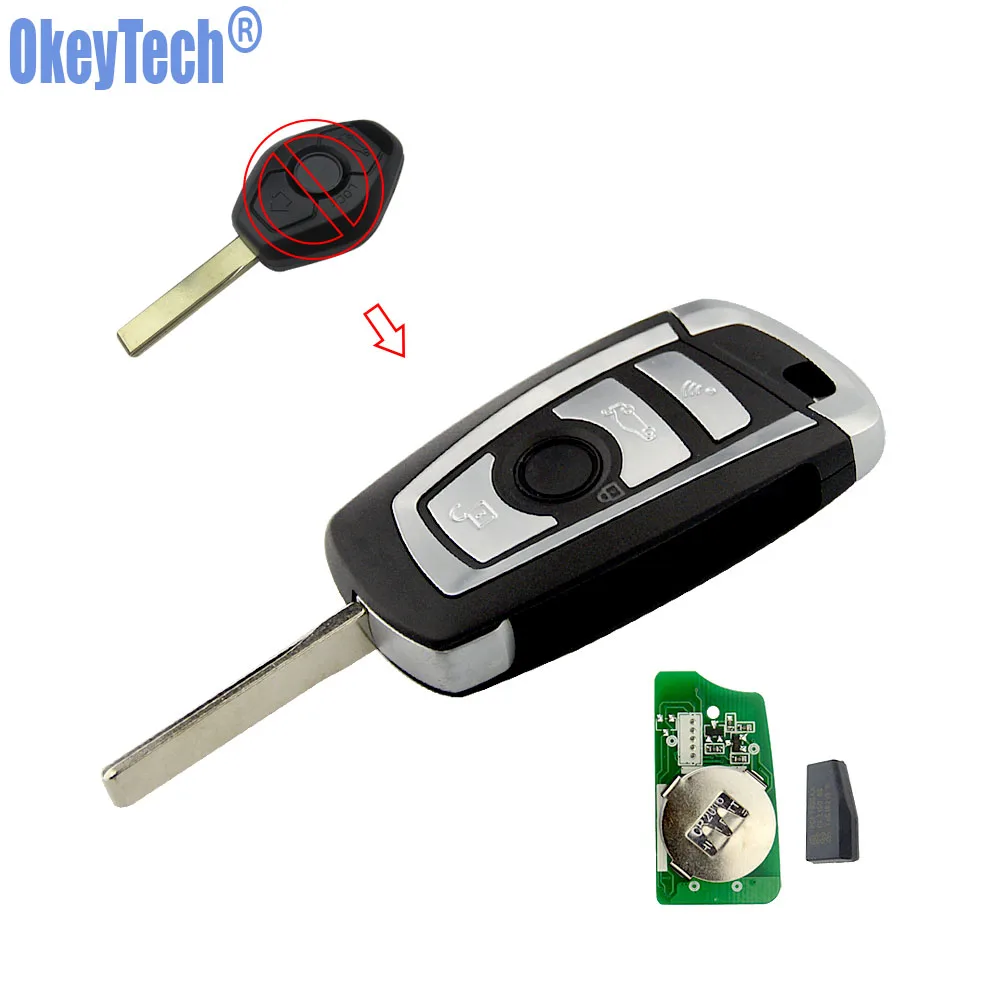 OkeyTech модифицированный флип 4 кнопки 315/433 мгц удаленный ключ для BMW EWS 325 330 318 525 530 540
