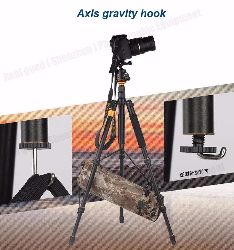 Beike QZSD Q999S Профессиональный фотографический Портативный штатив из алюминиевого сплава комплект монопод стенд шаровая Головка для путешествий DSLR камера
