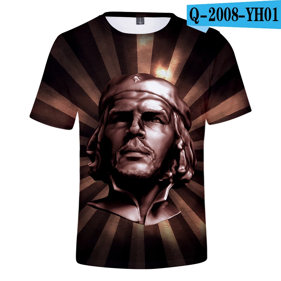 Che Guevara/модная футболка с 3D принтом для женщин и мужчин, летняя футболка с коротким рукавом, Повседневная стильная футболка, модная уличная футболка на заказ - Цвет: Черный