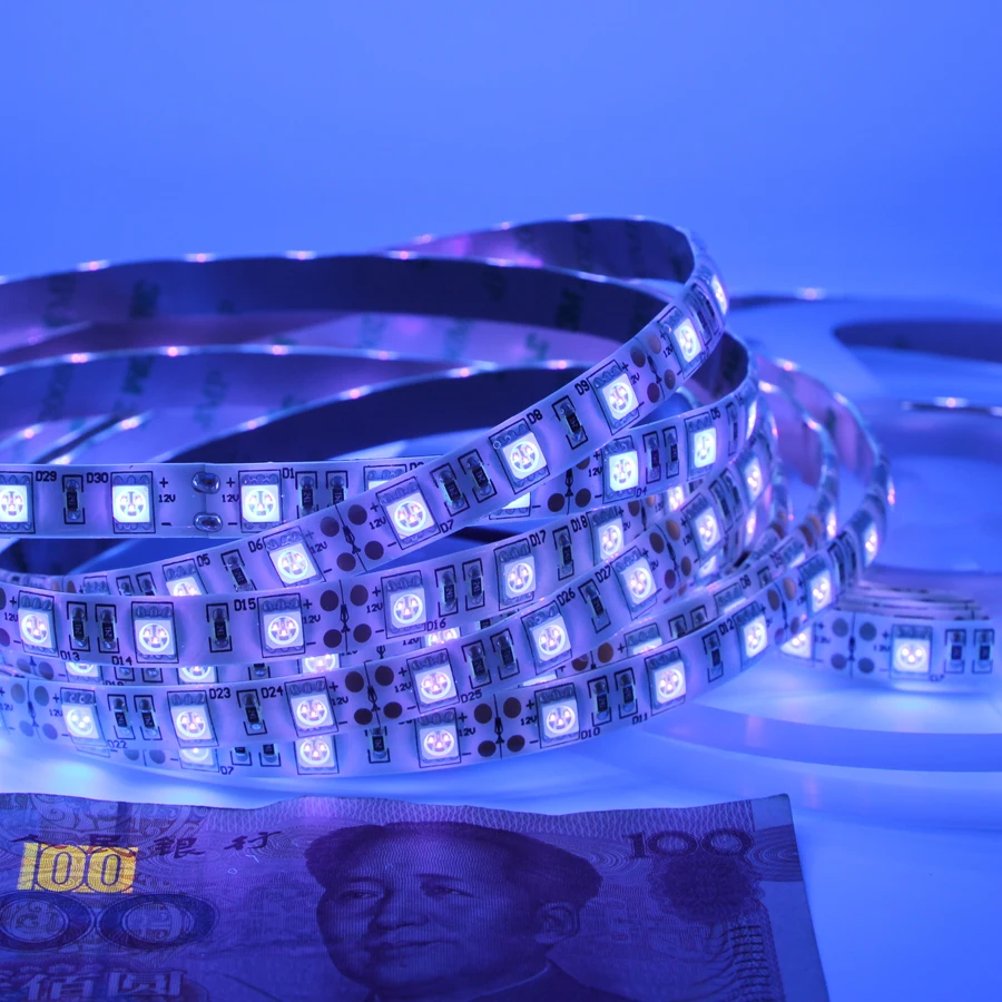 УФ светодиодная лента невидимая 395 400nm 3528 5050 SMD 60 светодиодов/м 120