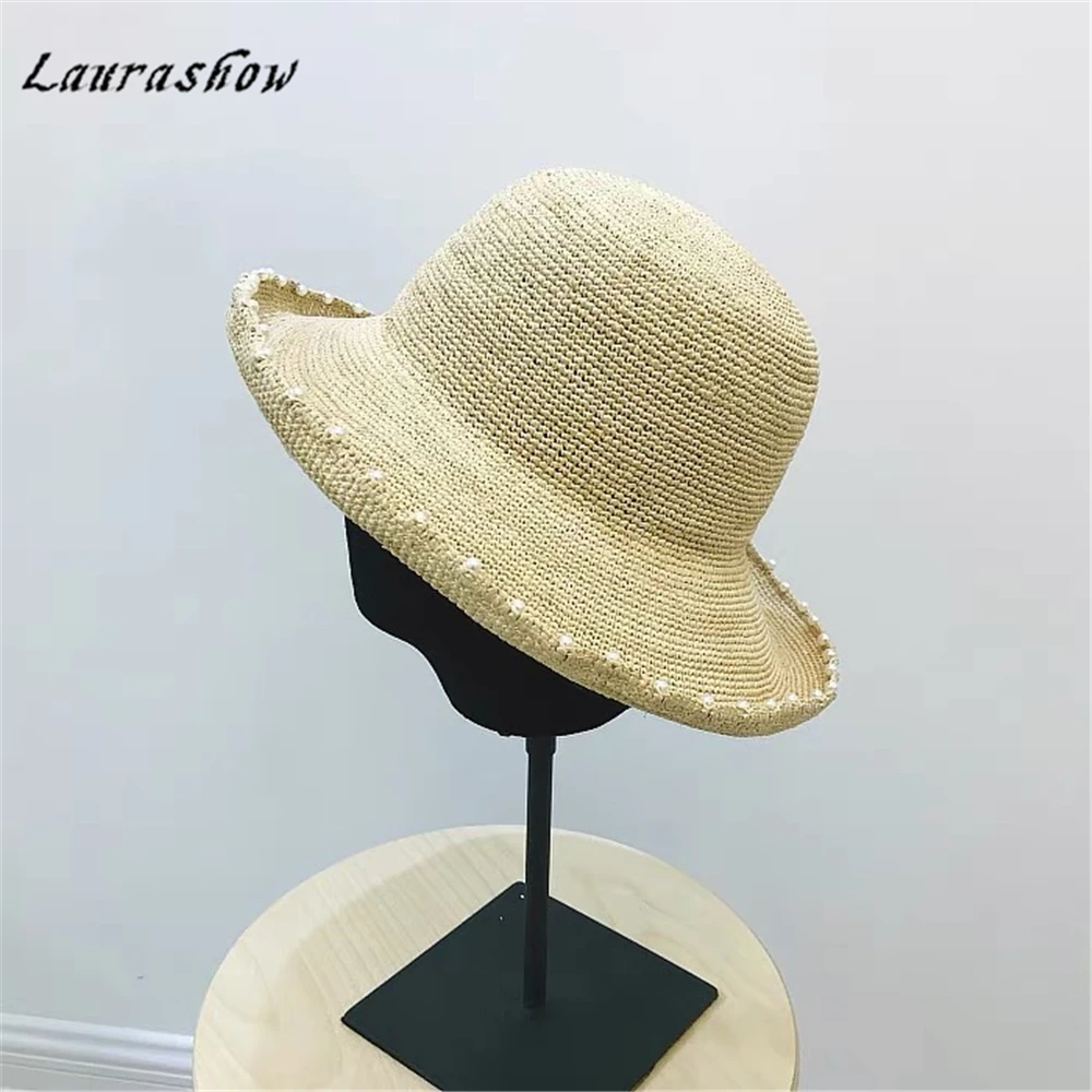 Laurashow 2019 большой край дамы летние соломенные из пальмового волокна шляпа для