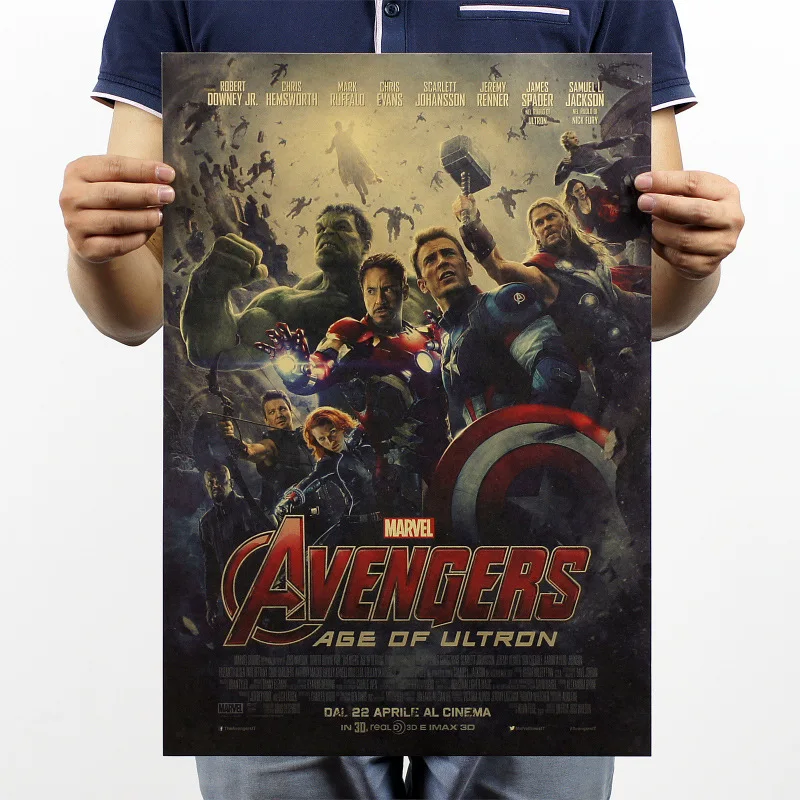 T Фигурки Marvel, игрушки, Мстители, 4 конца игры, железный человек, Человек-паук, Мстители, винтажная крафт-бумага, домашний декор, искусство, ретро принт, игрушка в подарок - Цвет: T