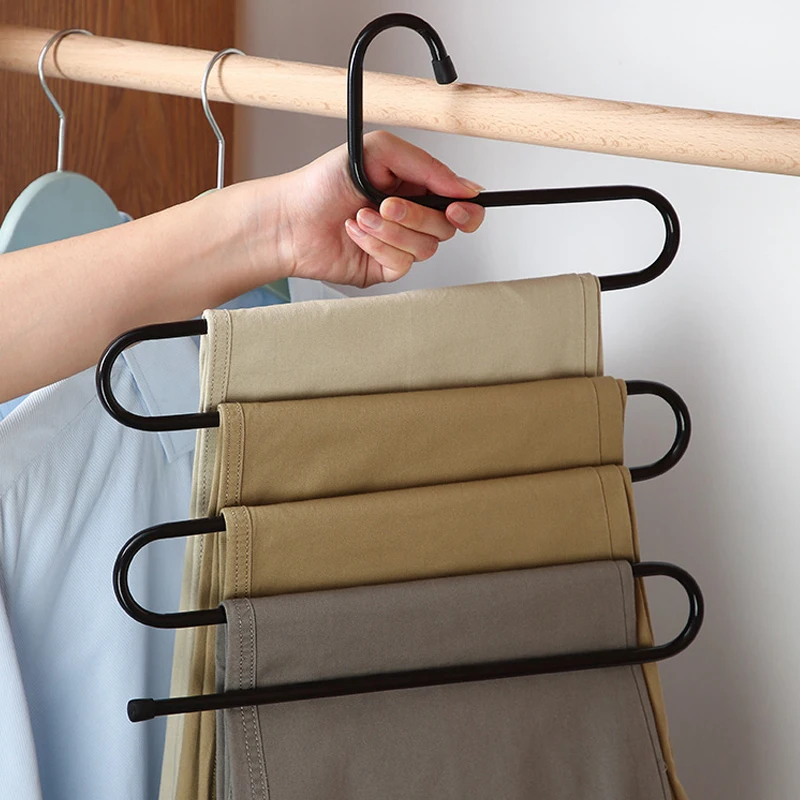 MultiFunctional Clothes Hangers 5 Layer S Shape Pants Storage Cloth Rack Multilayer Organization Drying Hanger | Дом и сад