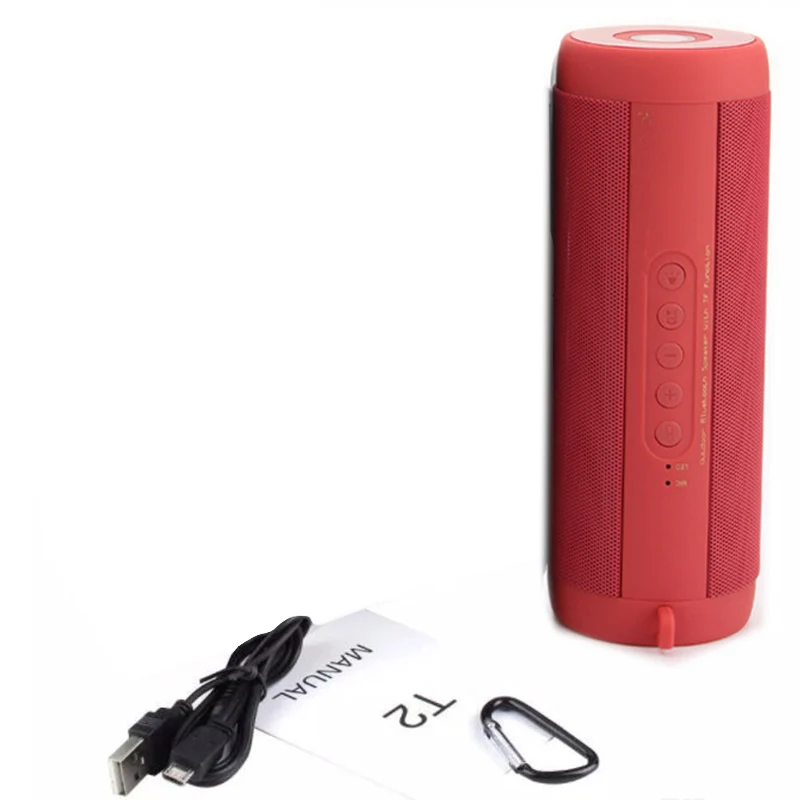 red without box T2 на открытом воздухе Водонепроницаемый Bluetooth динамик беспроводной портативный сабвуфер велосипед фонарик светодиодный для xiaomi радио FM power Bank - Цвет: red without box