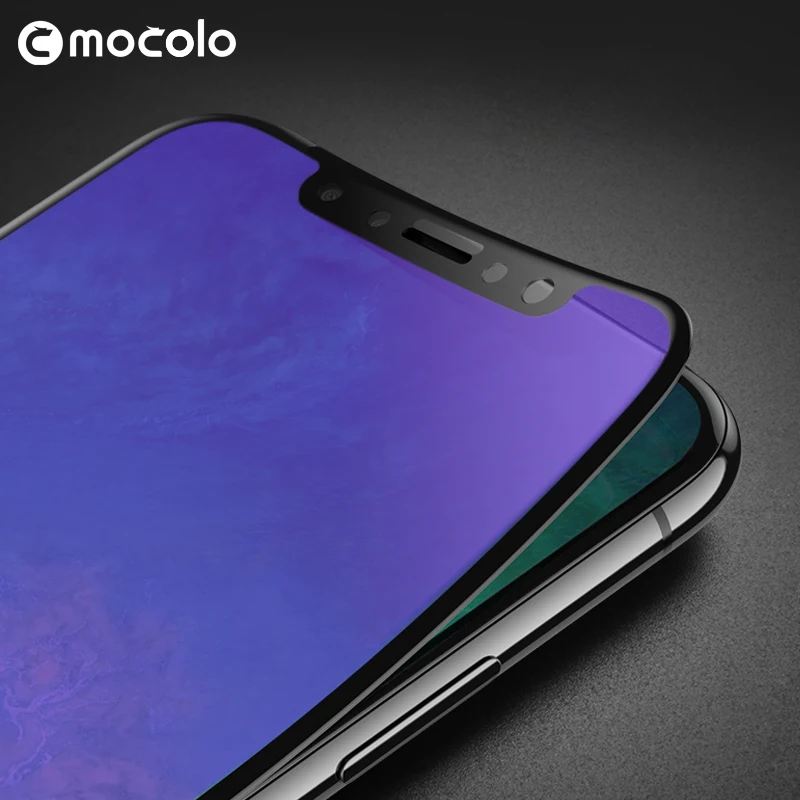Mocolo анти-синий мягкий край 3D изогнутые 0,33 мм полный Экран крышка с уровнем твердости 9 H Hard Экран протектор Закаленное Стекло пленка для iphone X/8/8 Plus