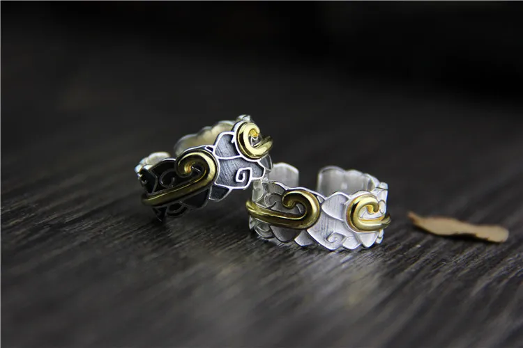 Оптовая Продажа ювелирных изделий Ретро Тайский серебряный позолоченный