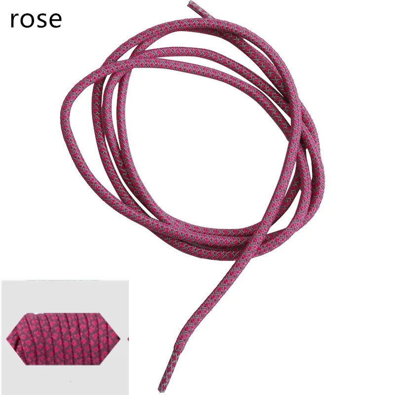 rose 1 пара 120 см флуоресцентный кроссовки шнурки спортивные шнурки 3м Reflective круглые веревочные шнурки светлые шнурки Пеший Туризм Бег - Цвет: rose