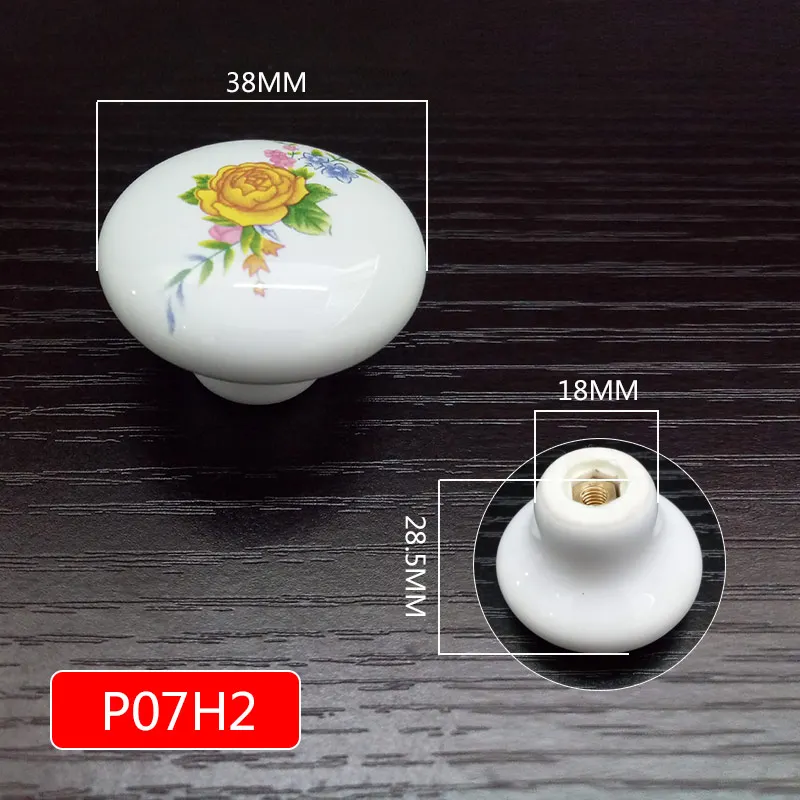 Белый цвет роза lotus love простые мебельные ручки под одно отверстие CeramicKitchen Мебельная ручка ящика шкафа