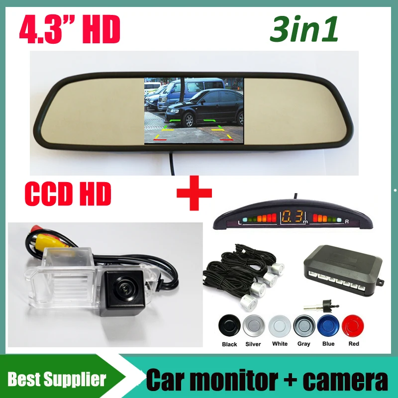 Парктроник с 4 датчиками + CCD камера заднего вида для VW Beetle Polo Golf 6 Passat CC Bora Jetta Skoda Yeti