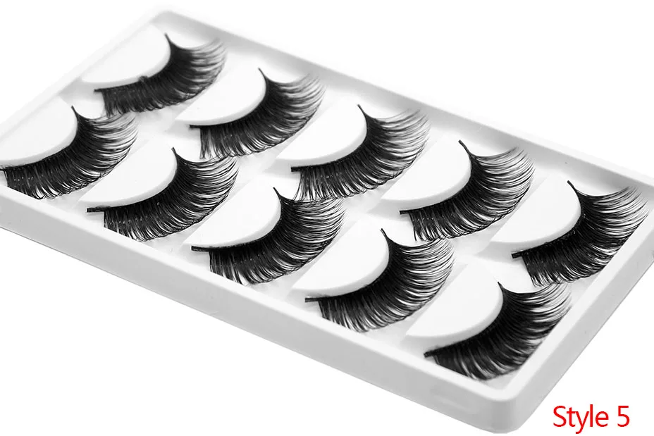Kimcci 5 Pairs 6 Style Mink Lashes 3D Mink Eyelash Handmade Reusable Natural Faux Eyelashes Cruelty free False Lashes Cilia