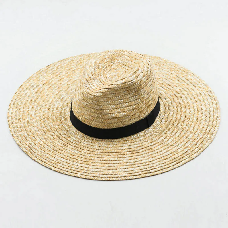 13cm Big Brim Straw Sun Hats for Women Men Beige Black Wide Brim Jazz Hats Sun Protection Beach Hat Derby Church Summer Fedoras