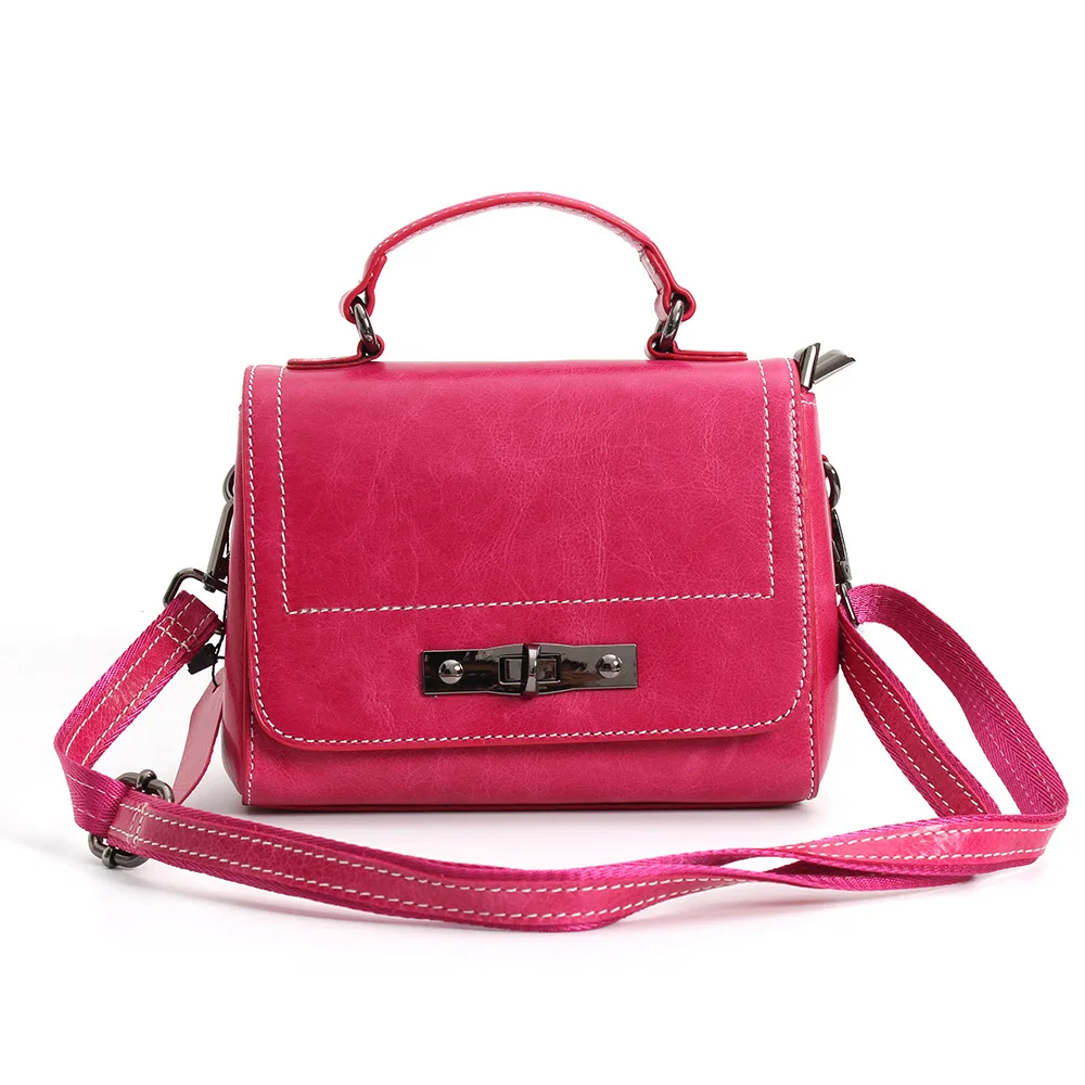 New genuine leather lady's headdress cowhide handbag horizontal style casual one-shoulder oil-coated pitot | Багаж и сумки