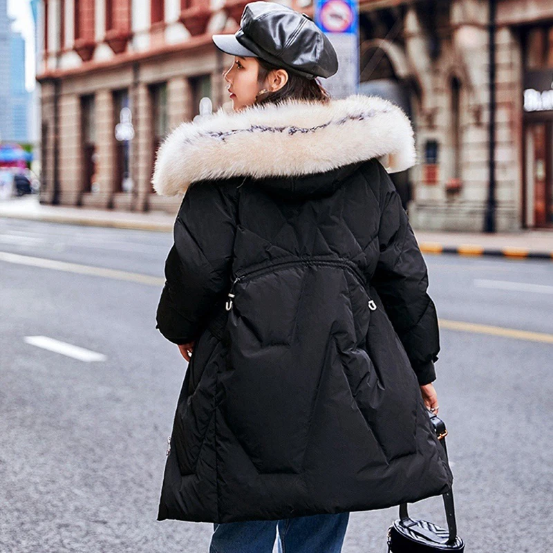 Fitaylor Новая зимняя Женская пуховая куртка из натурального меха с капюшоном парки