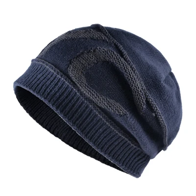TQMSMY Мужская зимняя шапка Skullies, вязаная шерстяная шапка с буквенным принтом nyc bone, двухслойные теплые шапки, мужские шапочки, повседневная Лыжная Шапка gorros - Цвет: Синий