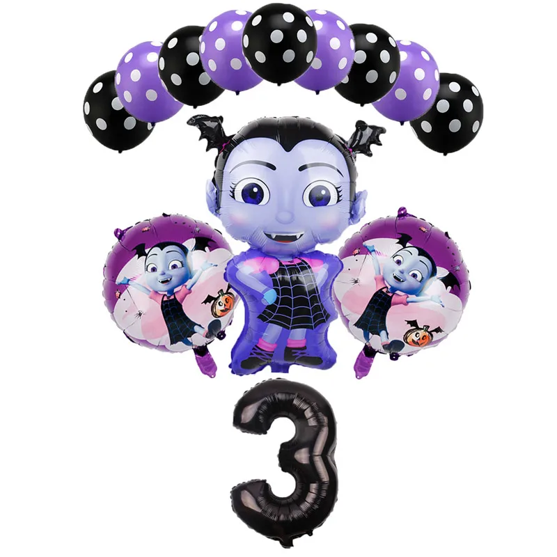 3 12 и 6 шт./партия, Vampirina, Набор цифр, вечерние шары на день рождения, декор из гелиевой фольги, вечерние воздушные шары на Хэллоуин, детские игрушки, Globos - Цвет: 3