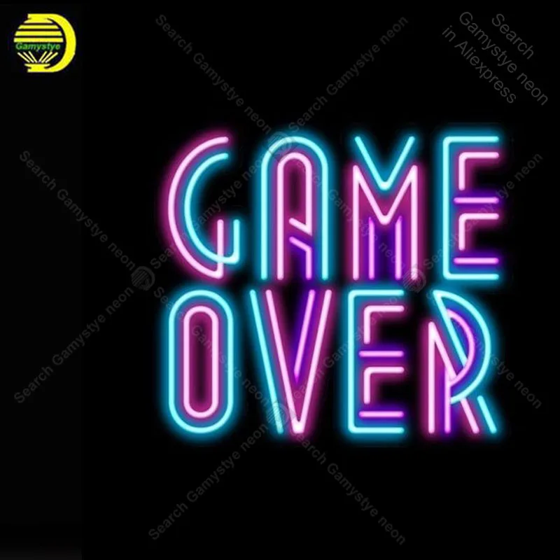 Неоновая вывеска для игры над украшением Windower Gameroom дисплей пивной бар стеклянные трубы двойные трубы неоновый светильник бизнес рекламные лампы