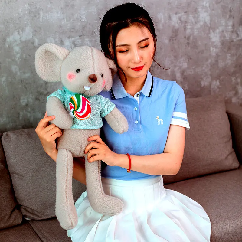 

Super Cute Crown Mouse Stuffed animals with Cookie Plush toys Shy Rats Chinese Mouse Year Big size hug toys for Children Birth