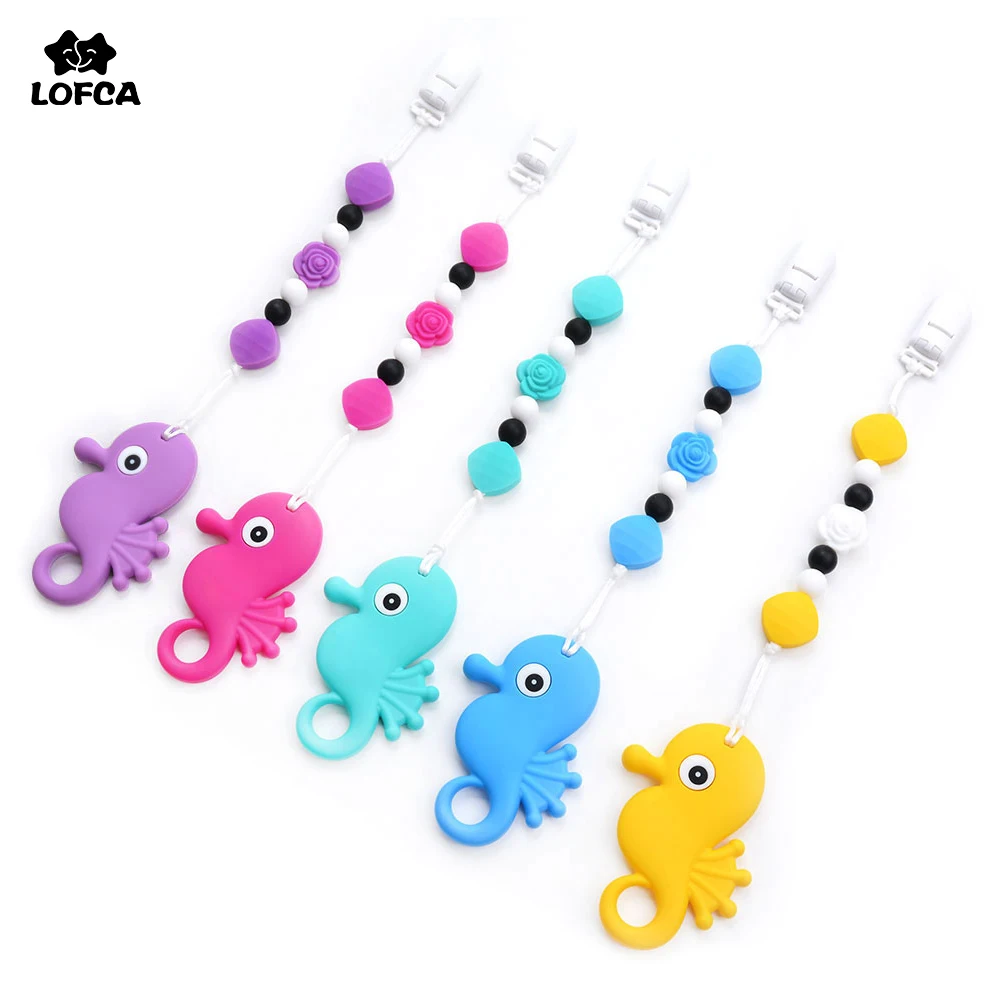 Силиконовая цепочка для прорезывания зубов Seahorse игрушка зажимы соски подвеска