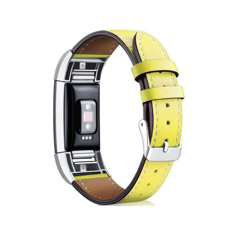 yellown Ремешок из натуральной кожи для браслета fitbit Charge 2 браслет кожаный сменный браслет наручных часов браслет на запястье correa для fitbit charge2 - Цвет ремешка: yellown
