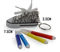 free shipping diy drawing canvas shoe shape key chain ring graffiti doodle craft with four color pen