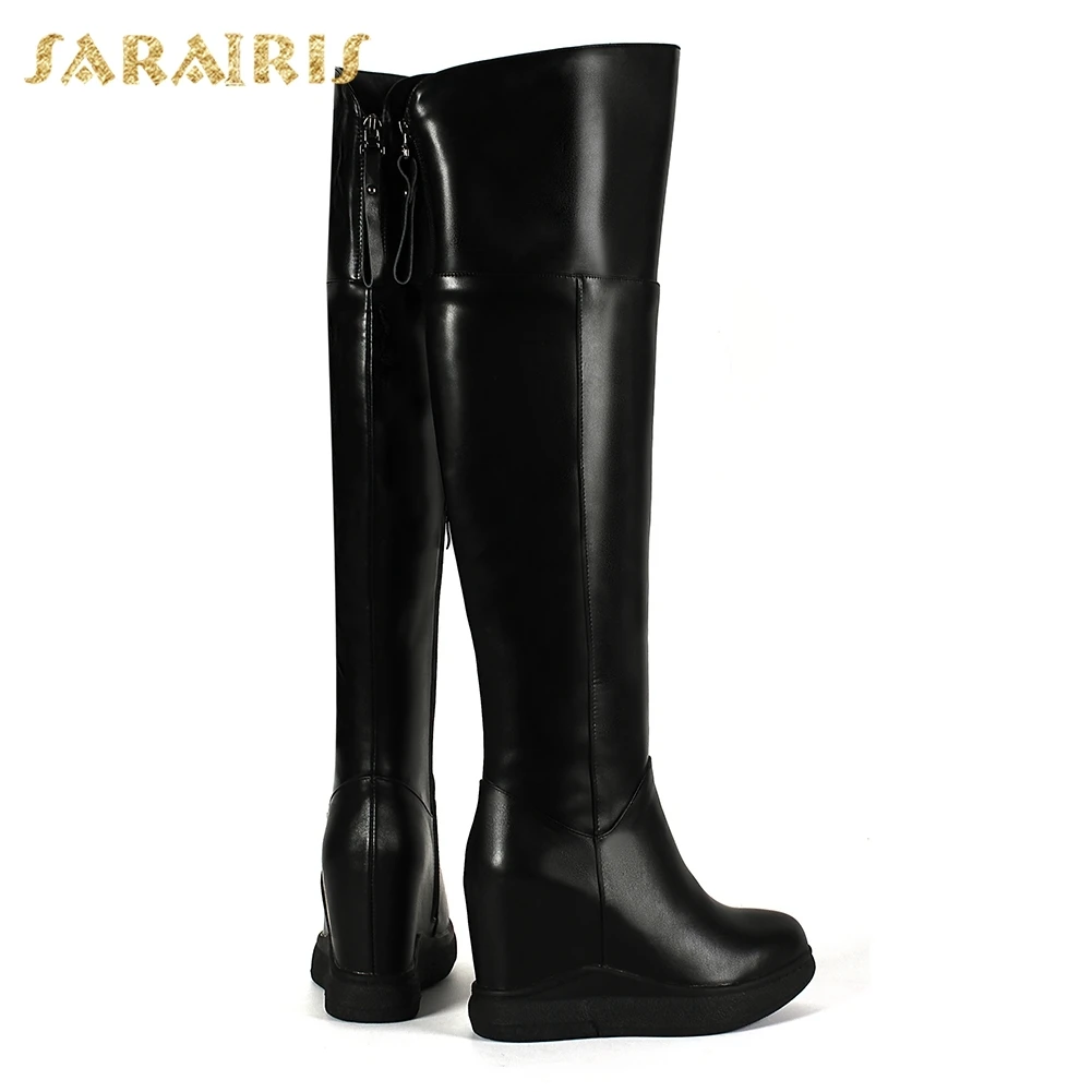 SARAIRIS/; ; Прямая поставка; Лидер продаж; сапоги до колена из коровьей кожи на молнии; женская обувь; теплые плюшевые зимние сапоги для женщин