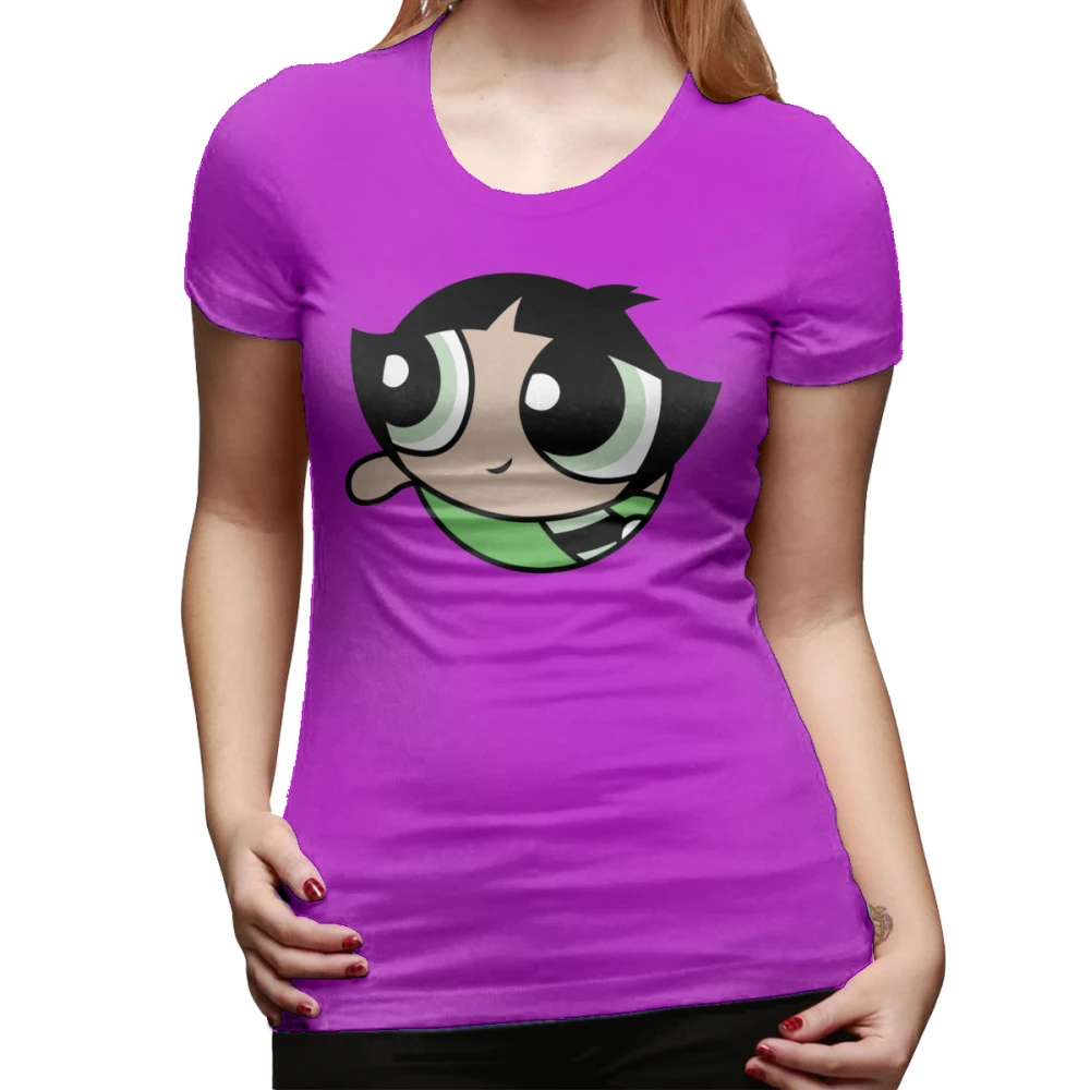 Powerpuff футболка Buttercup футболка с коротким рукавом фиолетовая женская футболка с большим рисунком О-образным вырезом Kawaii уличный стиль женская футболка - Цвет: Фуксия