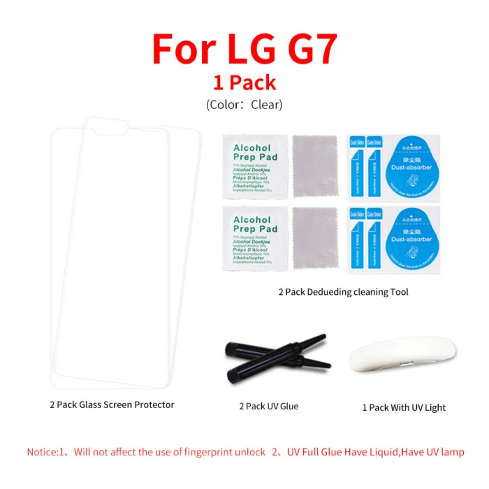LG G7 2pcs Полный клей УФ закаленное стекло для экрана пленка для LG V30 V40 V50 G7 G8 полное покрытие 3D УФ светильник жидкая пленка для LG V50 LG G8 - Цвет: LG G7 2pcs