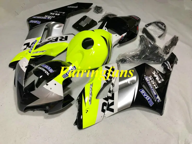 Мотоциклетный вставной обтекатель комплект для HONDA CBR1000RR 04 05 CBR 1000 RR CBR 100RR 2004 2005 серебристо-зеленый Обтекатели на кузов+ подарки HA03