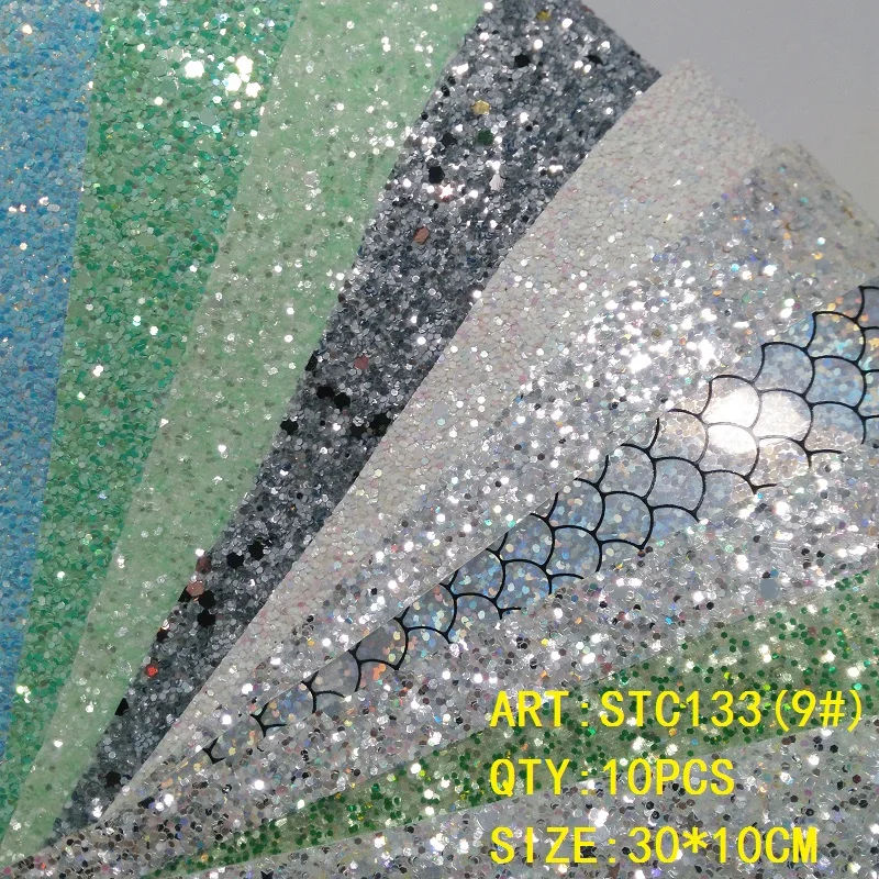 Прозрачный запас 1 комплект(10 шт.) 30X10 см Alisa Glitter Cuero Sintetico блестящая кожа для DIY аксессуары для волос ремесло STC133