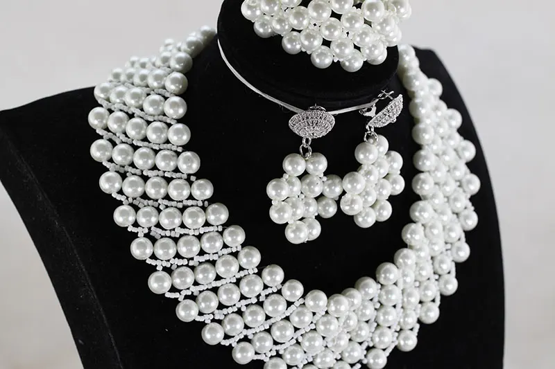 Handmade Chunky Beads Party Necklace Shell Freshwater Pearls Choker Wedding Women Jewelry QW1175 | Украшения и аксессуары
