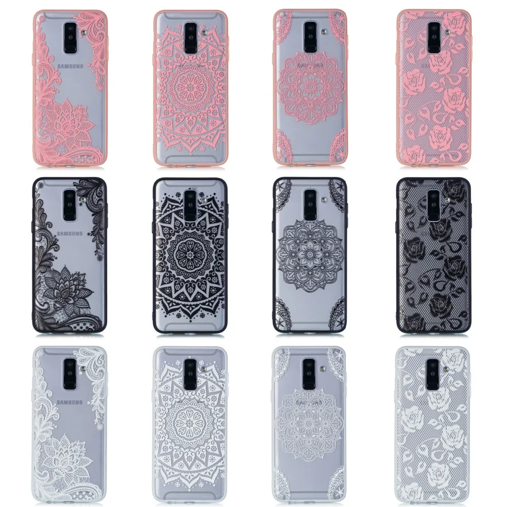 Soft Silicon Hard Bottom Lace Case For Samsung Galaxy A3 A5 A7 J2 J3 J5 J7 2016 2017 Prime S6 S7 Edge A8 S8 S9 Plus Note 9 8 Bag |