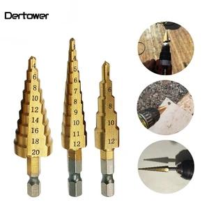 3 шт., титановые ступенчатые сверла из быстрорежущей стали, 3-12 мм, 4-12 мм, 4-20 мм