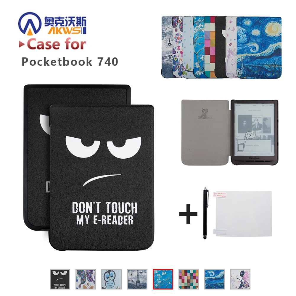 

Магнитный чехол для электронной книги PocketBook 740 7,8 дюйма InkPad 3, чехол с принтом автопробуждения + подарок